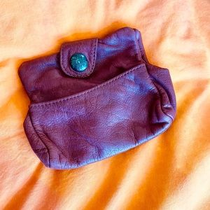 Cute convertible leather belt wallet - burgundy with Native American detail